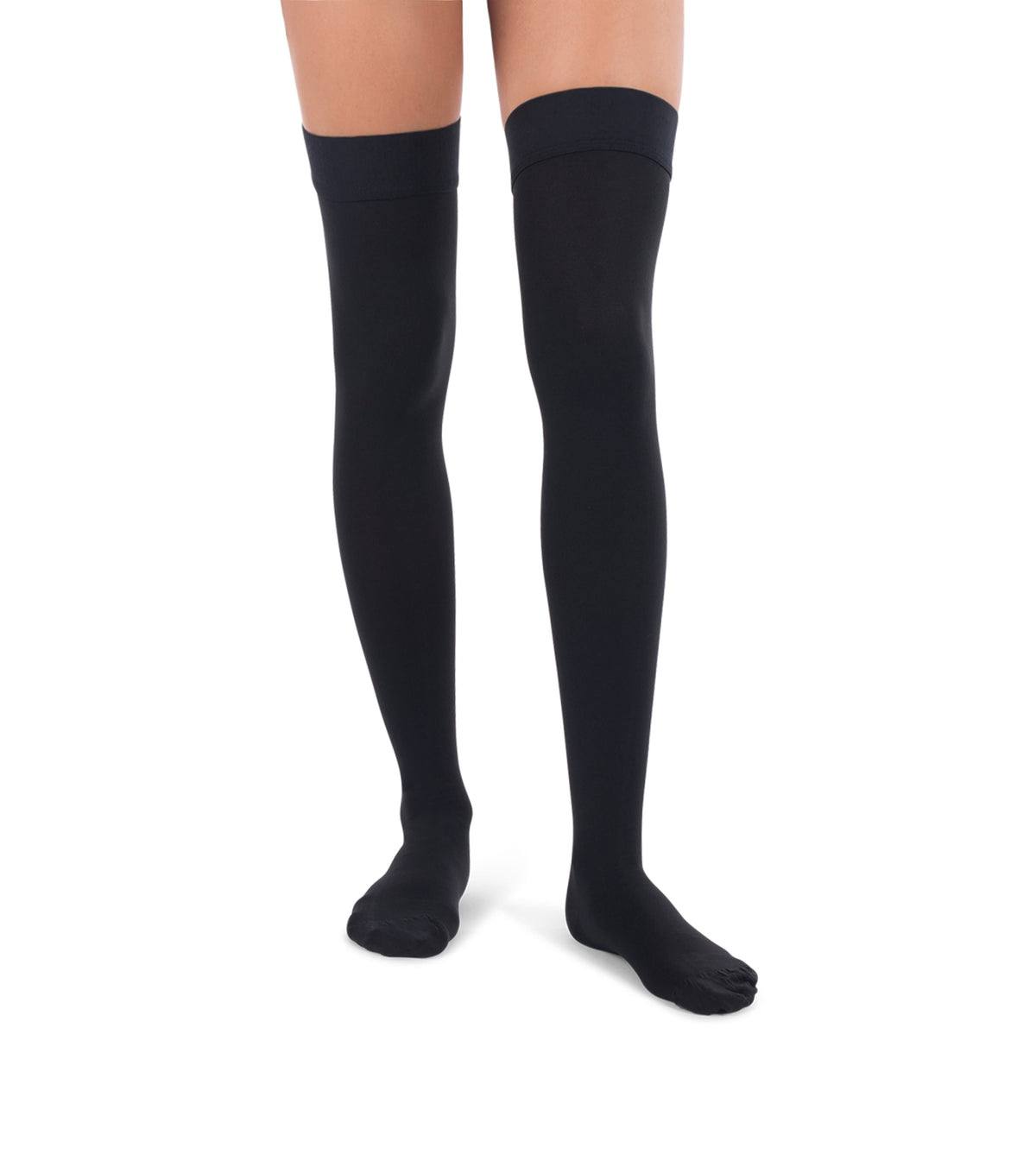 Thigh-high compression stockings alternate view.